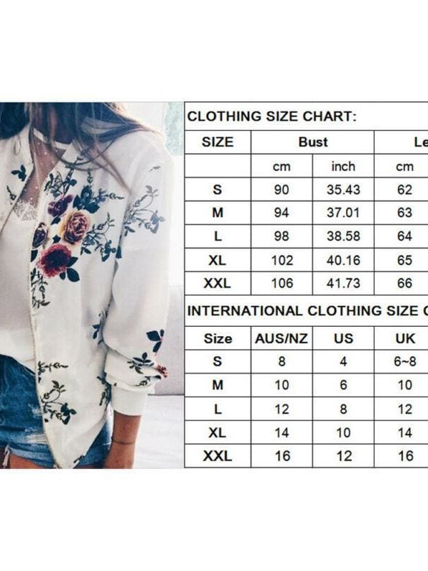 The Best Women Jacket Lady Bomber Floral Print Street Outwears Polyester Online - Takalr