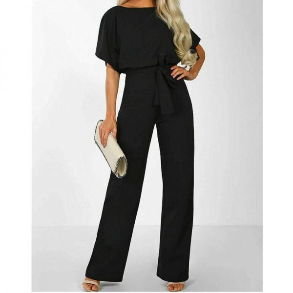 The Best Women Jumpsuit Fashion Bodysuit Crew Neck Short Sleeve Summer Cool Romper Ladies Casual Long Strappy Playsuits Online - Takalr