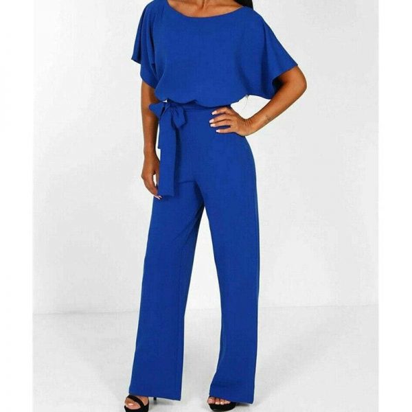 The Best Women Jumpsuit Fashion Bodysuit Crew Neck Short Sleeve Summer Cool Romper Ladies Casual Long Strappy Playsuits Online - Takalr