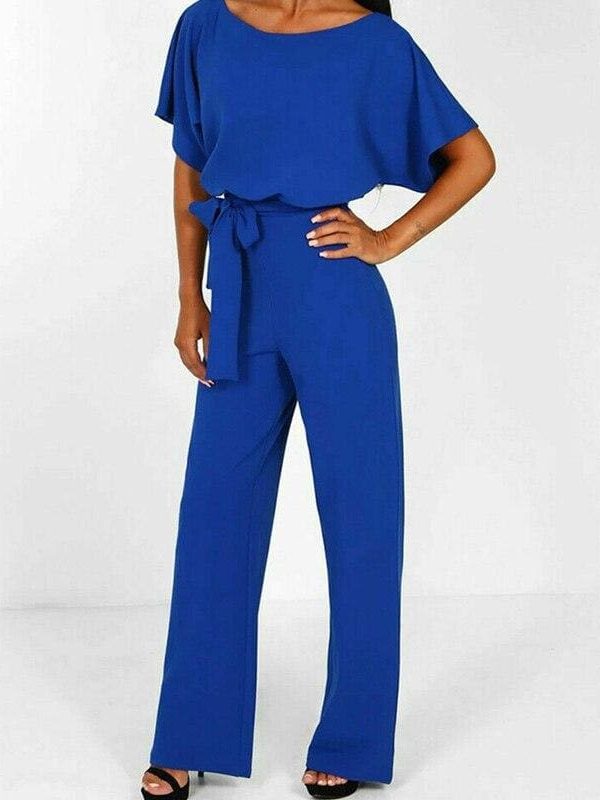 The Best Women Jumpsuit Fashion Bodysuit Crew Neck Short Sleeve Summer Cool Romper Ladies Casual Long Strappy Playsuits Online - Takalr