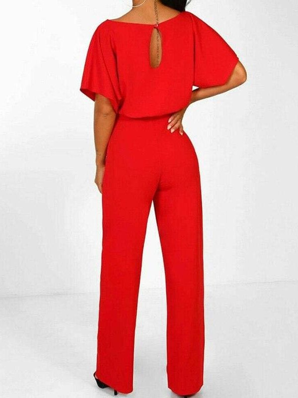 The Best Women Jumpsuit Fashion Bodysuit Crew Neck Short Sleeve Summer Cool Romper Ladies Casual Long Strappy Playsuits Online - Takalr