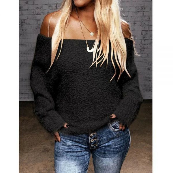 The Best Women Knitted Sweater Jumper Blouse Shirt Autumn Winter Off Shoulder Casual Sweatshirt Pullover Blouse Tunic Tops Online - Takalr