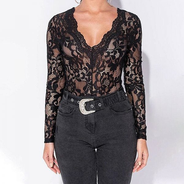 The Best Women Lace Bodysuit Playsuit Bandage Bodycon Slim Romper Online - Takalr