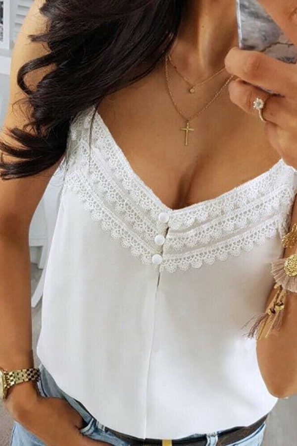 The Best Women Lace Cami Soft Sleeveless Crop Top Ladies Backless Party Clubwear Casual Summer White Shirt Clothes Online - Takalr