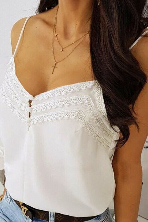 The Best Women Lace Cami Soft Sleeveless Crop Top Ladies Backless Party Clubwear Casual Summer White Shirt Clothes Online - Takalr