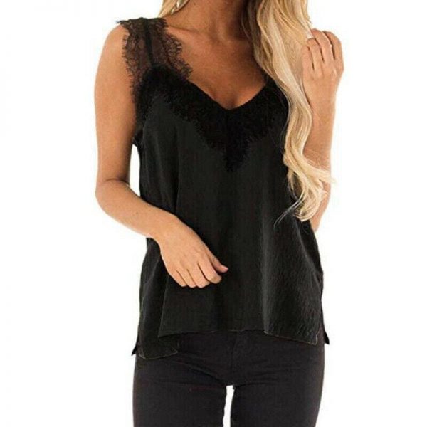 The Best Women Lace Sleeveless Tank Tops Vest Ladies Backless Sexy Summer Loose Camisole Blouse Casual Beach Shirt New Online - Takalr