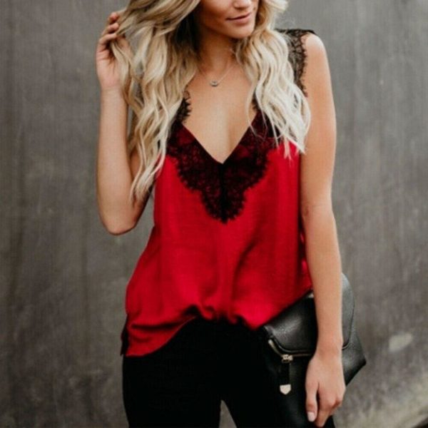 The Best Women Lace Sleeveless Tank Tops Vest Ladies Backless Sexy Summer Loose Camisole Blouse Casual Beach Shirt New Online - Takalr