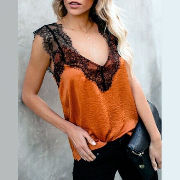 The Best Women Lace Sleeveless Tank Tops Vest Ladies Backless Sexy Summer Loose Camisole Blouse Casual Beach Shirt New Online - Takalr