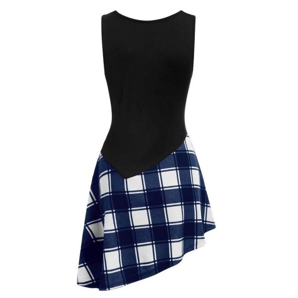 The Best Women Lace Up Tartan Checked Plaid Print Asymmetrical Dress Online - Source Silk