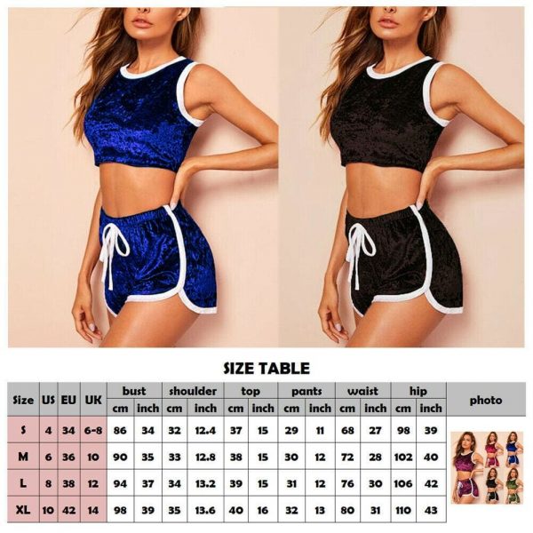 The Best Women Ladies 2Pcs Sport Suit Workout Gym Summer Solid Casual Tracksuit Running Sports Crop Tops + Shorts Athletic Set Online - Takalr