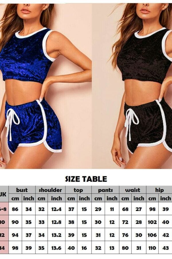 The Best Women Ladies 2Pcs Sport Suit Workout Gym Summer Solid Casual Tracksuit Running Sports Crop Tops + Shorts Athletic Set Online - Takalr