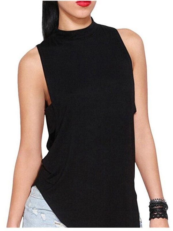 The Best Women Ladies Backless High Neck Shirt Fashion Solid Tops Crop Tank Ladies Summer Casual Loose Blouse Tank Tops Online - Takalr