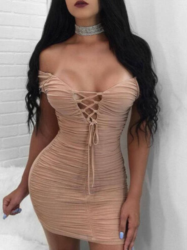 The Best Women Ladies Bandage Bodycon Short Mini Dress Off Shoulder Evening Party Clubwear Summer Dress Sundress Online - Takalr