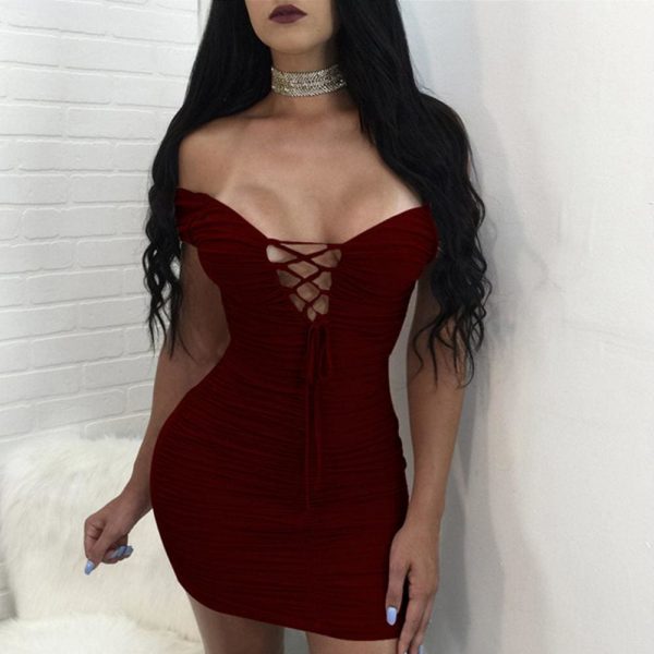 The Best Women Ladies Bandage Bodycon Short Mini Dress Off Shoulder Evening Party Clubwear Summer Dress Sundress Online - Takalr