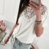 The Best Women Ladies Batwing Short Sleeve Lace Hollow Baggy Casual T-Shirt Tops Online - Takalr