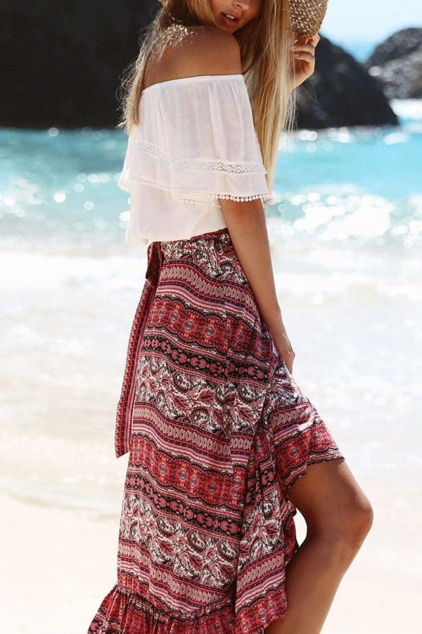 The Best Women Ladies Casual Boho Tribal Floral Skirt Female Summer Beachwear Party Casual Long Maxi Skirt Sundress Online - Takalr