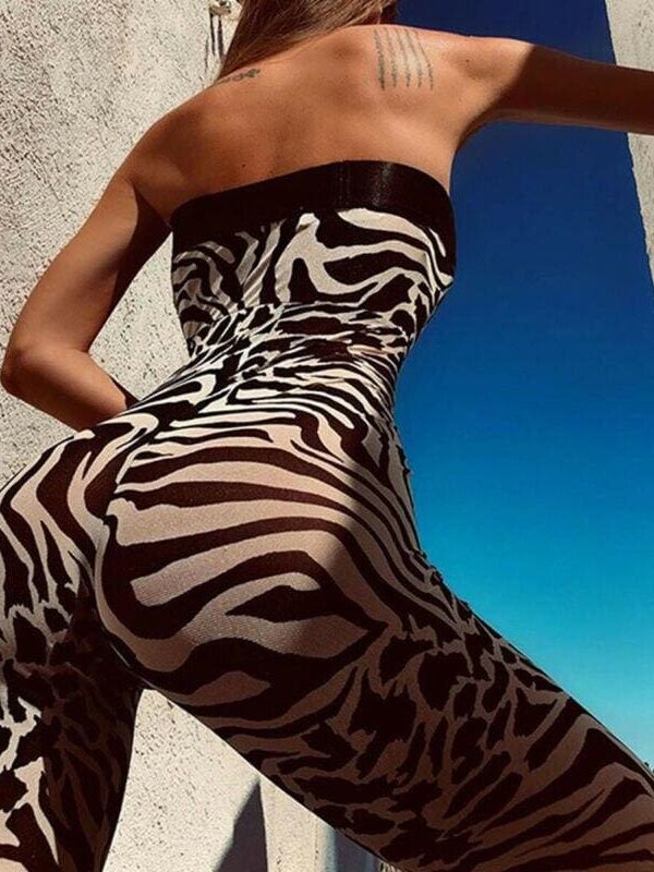 The Best Women Ladies Clubwear Sleeveless Playsuit Bodycon Party Long Trousers Jumpsuit Romper Skinny Print Bodysuit Online - Takalr