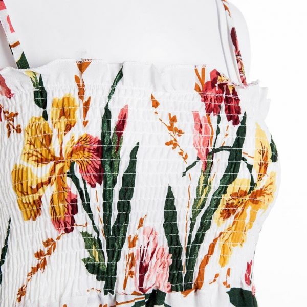 The Best Women Ladies Floral Print Strap Swing Dress Backless Casual Irregular Hem Sundress Summer Beach Holiday Dresses Online - Takalr