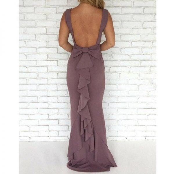 The Best Women Ladies Formal Backless Long Dress Party Ball Prom Gown Wedding Bridesmaid Sleeveless O-Neck Long Maxi Dress Online - Takalr