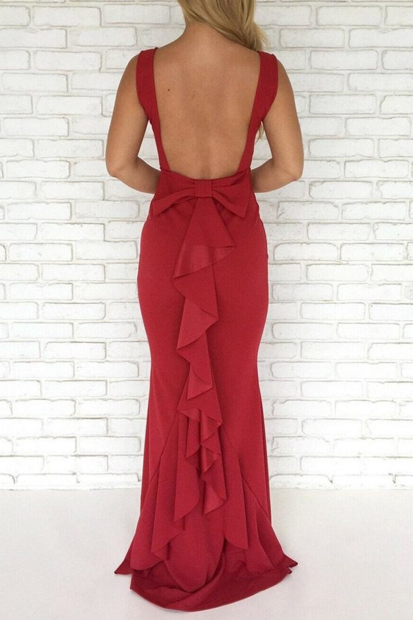 The Best Women Ladies Formal Backless Long Dress Party Ball Prom Gown Wedding Bridesmaid Sleeveless O-Neck Long Maxi Dress Online - Takalr