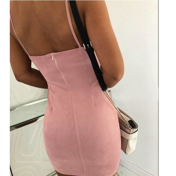 The Best Women Ladies Halter Sleeveless Bandage Bodycon Mini Dress Solid Casual Summer Beach Hollow Slim Sundress Online - Takalr