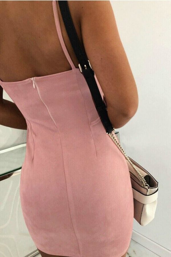 The Best Women Ladies Halter Sleeveless Bandage Bodycon Mini Dress Solid Casual Summer Beach Hollow Slim Sundress Online - Takalr