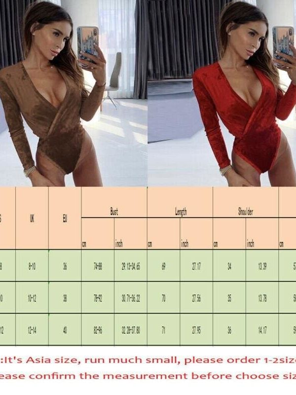 The Best Women Ladies Jumpsuit Bodycon Bodysuit Top Autumn Party Slim Fit Romper Blouse Long Sleeve Cubwear Online - Takalr