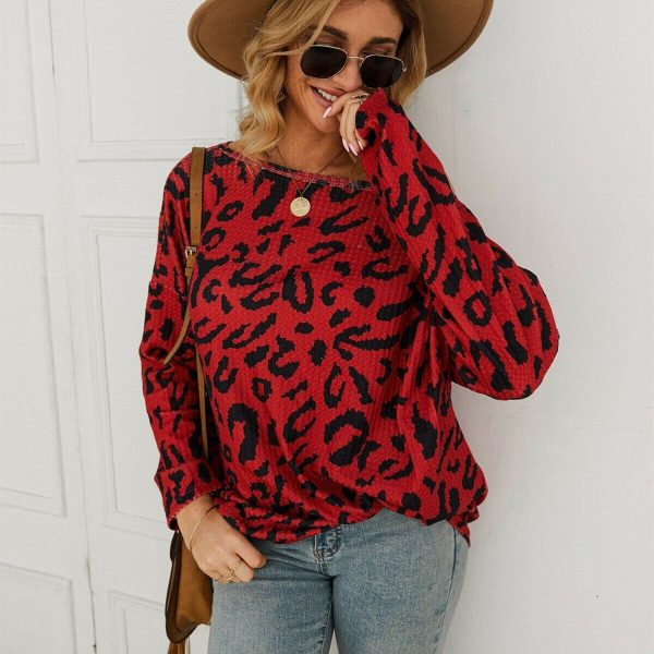 The Best Women Ladies Leopard Print Long Sleeve Loose Casual Tops Autumn Winter Warm Pullover Sweatshirt Blouse Sweater Online - Takalr