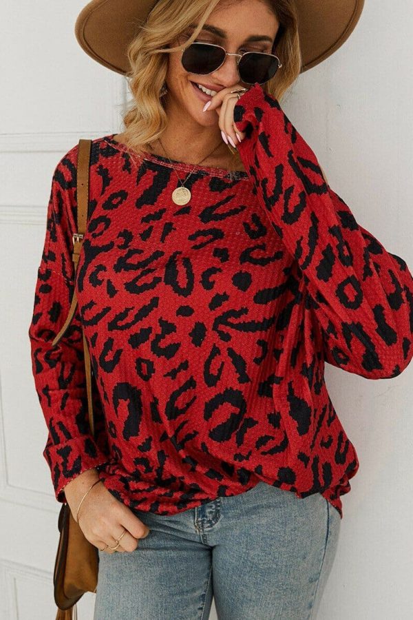 The Best Women Ladies Leopard Print Long Sleeve Loose Casual Tops Autumn Winter Warm Pullover Sweatshirt Blouse Sweater Online - Takalr