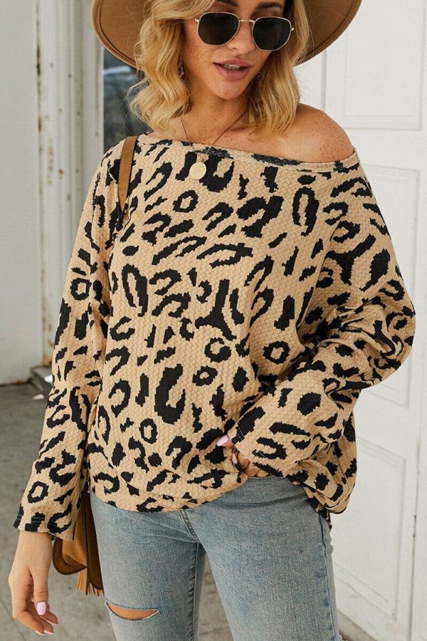 The Best Women Ladies Leopard Print Long Sleeve Loose Casual Tops Autumn Winter Warm Pullover Sweatshirt Blouse Sweater Online - Takalr