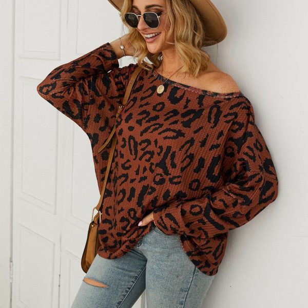 The Best Women Ladies Leopard Print Long Sleeve Loose Casual Tops Autumn Winter Warm Pullover Sweatshirt Blouse Sweater Online - Takalr