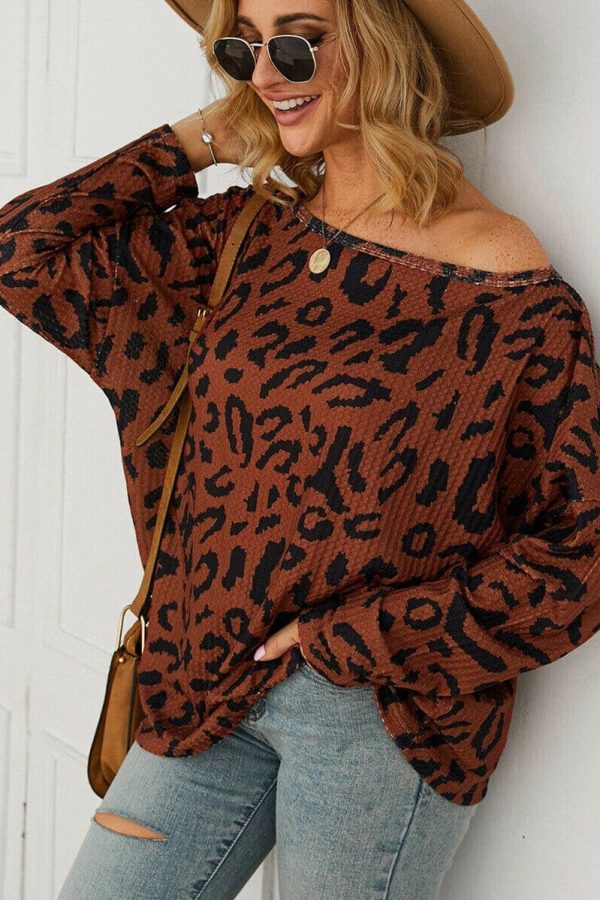 The Best Women Ladies Leopard Print Long Sleeve Loose Casual Tops Autumn Winter Warm Pullover Sweatshirt Blouse Sweater Online - Takalr