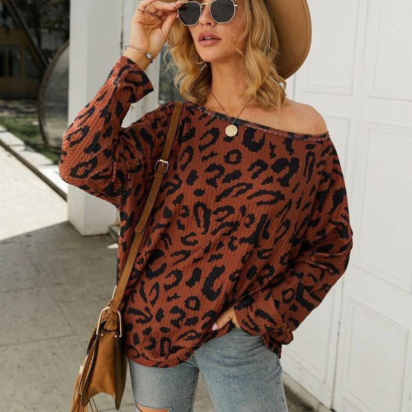 The Best Women Ladies Leopard Print Long Sleeve Loose Casual Tops Autumn Winter Warm Pullover Sweatshirt Blouse Sweater Online - Takalr