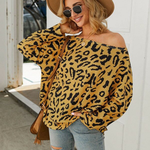 The Best Women Ladies Leopard Print Long Sleeve Loose Casual Tops Autumn Winter Warm Pullover Sweatshirt Blouse Sweater Online - Takalr