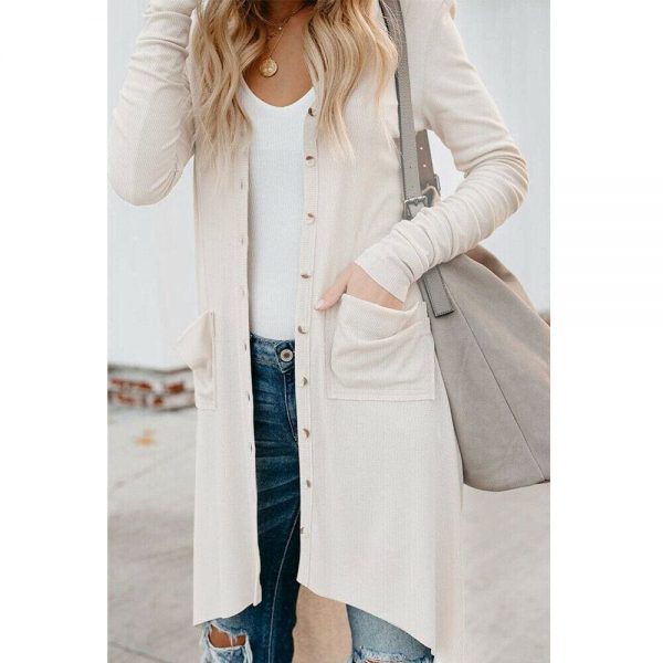 The Best Women Ladies Long Sleeve Knitted Cardigan Sweater Casual Button Pocket Front Loose Jumper Coat Online - Takalr