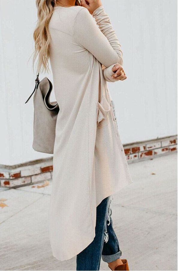 The Best Women Ladies Long Sleeve Knitted Cardigan Sweater Casual Button Pocket Front Loose Jumper Coat Online - Takalr