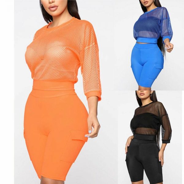 The Best Women Ladies Long Sleeve Mesh Perspective Summer Clubwear Solid Casual Crew Neck Stretchy Top Blouse Online - Takalr