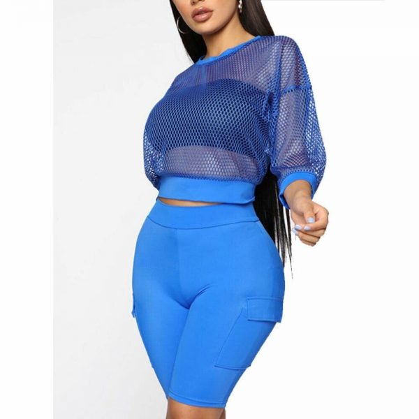 The Best Women Ladies Long Sleeve Mesh Perspective Summer Clubwear Solid Casual Crew Neck Stretchy Top Blouse Online - Takalr