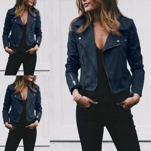 The Best Women Ladies Long Sleeve Waterfall Cardigan Blazer Coat Open Front Suede Jacket Zip Up Biker Casual Tops Clothes Online - Takalr