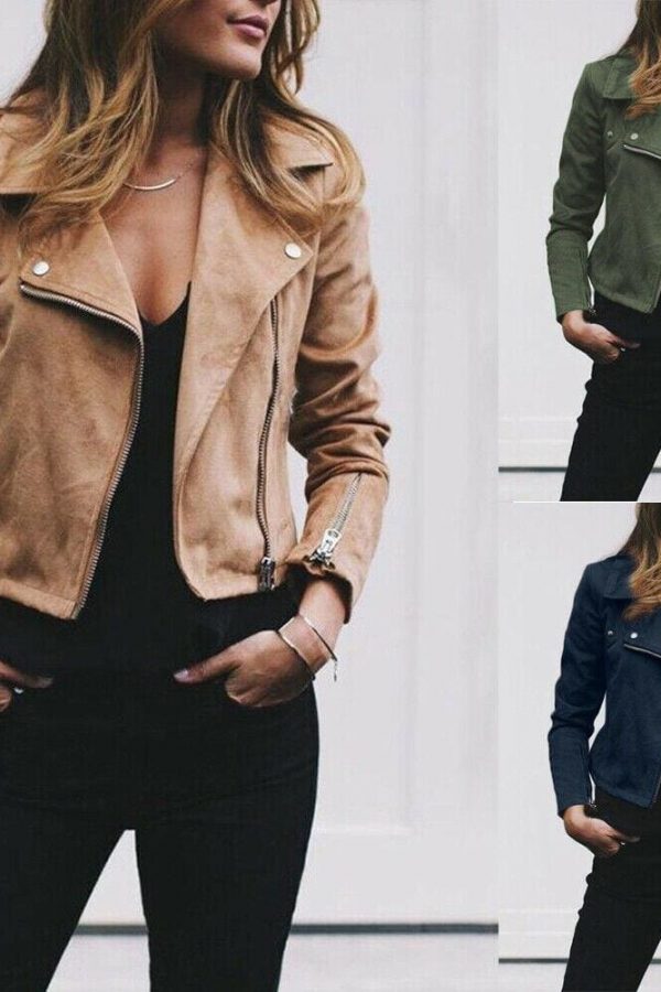 The Best Women Ladies Long Sleeve Waterfall Cardigan Blazer Coat Open Front Suede Jacket Zip Up Biker Casual Tops Clothes Online - Takalr