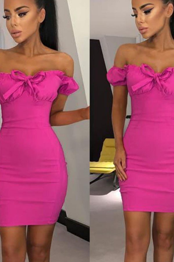 The Best Women Ladies Off Shoulder Dress Bandage Party Summer Sexy Bodycon Slim Dresses Beach Solid Casual Sundress New Online - Takalr