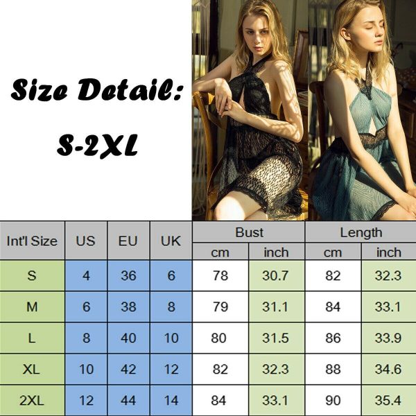 The Best Women Ladies Sexy See-through Lace Robe Sleeveless Dress Halter Summer High Waist Babydoll Sleepwear Nightdress Casual Sundress Online - Takalr