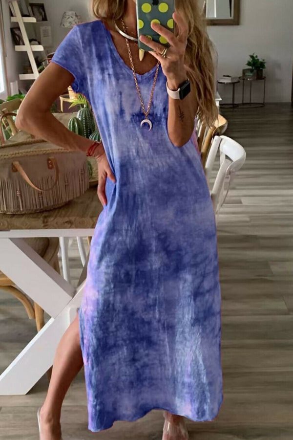 The Best Women Ladies Short Sleeve Bohemia Long Maxi Dress Fashion Summer Beach Party Casual Long Loose Holiday Sundress Online - Takalr