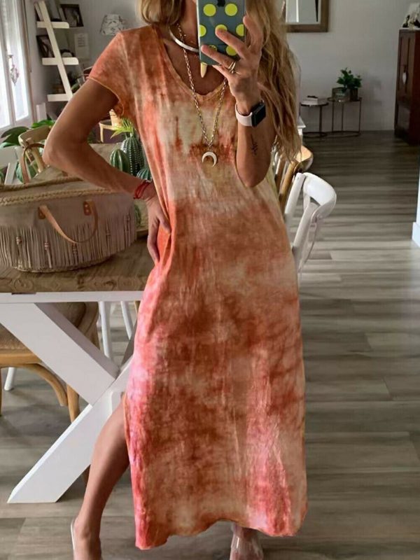 The Best Women Ladies Short Sleeve Bohemia Long Maxi Dress Fashion Summer Beach Party Casual Long Loose Holiday Sundress Online - Takalr