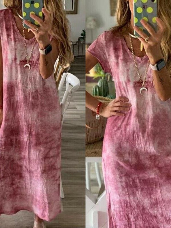 The Best Women Ladies Short Sleeve Bohemia Long Maxi Dress Fashion Summer Beach Party Casual Long Loose Holiday Sundress Online - Takalr