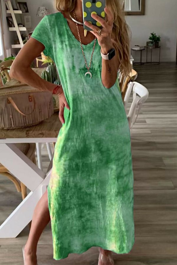 The Best Women Ladies Short Sleeve Bohemia Long Maxi Dress Fashion Summer Beach Party Casual Long Loose Holiday Sundress Online - Takalr