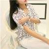 The Best Women Ladies Slim Chiffon Tops 3/4 Sleeve Shirt Fashion Summer Casual Geometric Print Blouse New Workout Shirt Online - Takalr