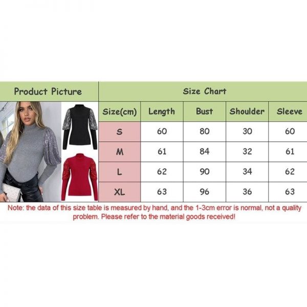 The Best Women Ladies Sparkly Sequins Puff Sleeve Tops Autumn Wionter Casual Clubwear Party Sweater Pullover Tops Shirt Online - Takalr