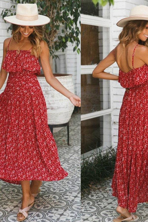 The Best Women Ladies Summer Boho Floral Sleeveless Casual High Waist Long Maxi Dress Party Beach Dress Sundress Online - Takalr