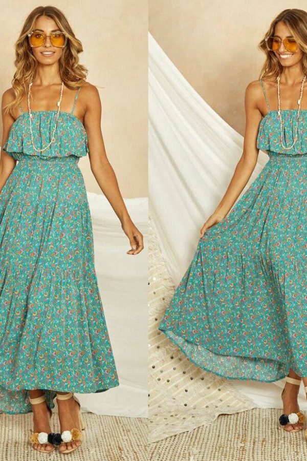 The Best Women Ladies Summer Boho Floral Sleeveless Casual High Waist Long Maxi Dress Party Beach Dress Sundress Online - Takalr